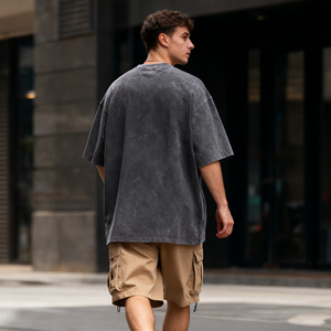 เสื้อยืดผู้ชาย TKAN495 คุณภาพสูง ผ้าคอตตอน 100% หนัก 275 แกรม สั่งทำโลโก้ได้ ทรงใหญ่ สไตล์วินเทจ ซักแล้ว ทรงบ็อกซี่ - Product Image 3