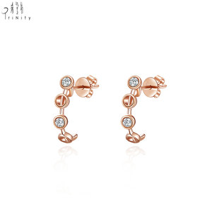 Nouveaux produits fabricant exportation minimaliste boucles d'oreilles faites à la main ensemble de bijoux 18K solide or Rose diamant naturel boucles d'oreilles - Product Image 2