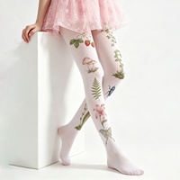 Nouveau Collant en nylon imprimé à motif floral et fraises, style tendance et décontracté, style rétro européen et américain, pour le marché international