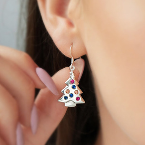 Orecchini Pendenti Natalizi Colorati per Donne, Orecchini Scintillanti per Feste, Gioielli alla Moda - Product Image 1
