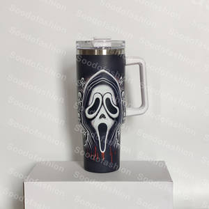 2024 yüksek kalite özel 40oz araba kupa cadılar bayramı korku filmi kolu saman yalıtımlı soğuk su kupası - Product Image 6