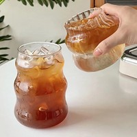 Vaso de Vidrio de Borosilicato de Pared Simple Personalizado para Café, Vasos Ondulados para Beber, para Restaurante
