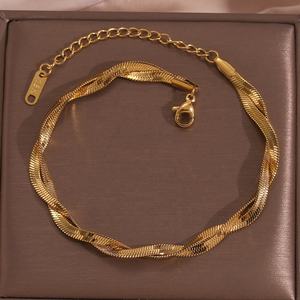 डबल परत महिलाओं नाग चेन पायल महिलाओं के लिए 18k सोना मढ़वाया स्टेनलेस स्टील ठीक गहने पायल - Product Image 2