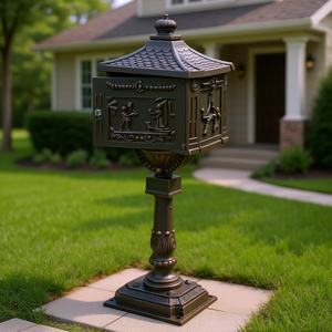 Buzón de Aluminio Fundido Moderno Db, Acabado Bronce, Resistente a la Oxidación, Montaje en Pedestal, Acceso Frontal, para Exteriores - Product Image 2