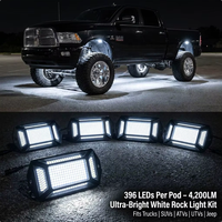 Kit de Luces LED Blancas Puras para Roca, 396 LED, 12V 24V, Corriente Constante, Aluminio Térmico, Iluminación para Todoterreno, UTV, ATV, Camioneta