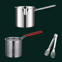 Juego de Sartenes Directo de Fábrica, Olla Anti-salpicaduras, Sartén Redonda, Olla para Freír Profunda de Acero Inoxidable, para Papas Fritas y Pollo