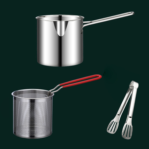 Juego de Ollas de Acero Inoxidable, Olla Redonda para Freír, Sartén Profunda <span class=keywords><strong>con</strong></span> Cesta de Filtro, Directo de Fábrica - Product Image 1