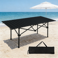 Table à manger pliante moderne en acier au carbone, petite, portable, pour l'extérieur, le camping, en métal, avec roulettes, vente en gros