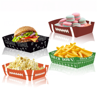 Vente en gros de bols à collation en papier sur le thème du rugby, plateaux alimentaires en forme de bateau pour bonbons, biscuits et chips
