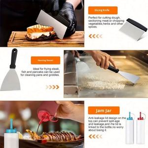 Juego de herramientas para barbacoa al aire libre: tapa para asar y prensa para hamburguesas, kit de accesorios para plancha plana para Blackstone y Camp Chef - Product Image 4