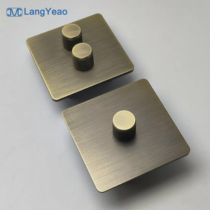 Interrupteurs rotatifs vintage LangYeao Buster and Punch, interrupteur de vitesse de ventilateur, panneau en acier inoxydable, prises électriques domestiques - Product Image 1