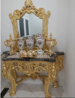 Table Console en marbre doré de luxe italien Design traditionnel pour la maison Hôtel Villa Entrée Salon-Vente en gros