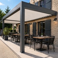 Pergola de jardin en aluminium à toit à lamelles facile à assembler, imperméable, structure de pavillon métallique pour l'extérieur