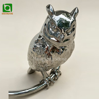 Sculpture d'oiseau hibou en acier inoxydable 304 de taille réelle pour jardin extérieur, art moderne