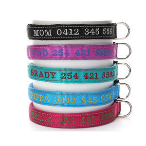 <span class=keywords><strong>Collar</strong></span> de perro y gato bordado de nailon con patrón de rayas reflectantes, correa de Mascota de estilo Simple, gran oferta - Product Image 1