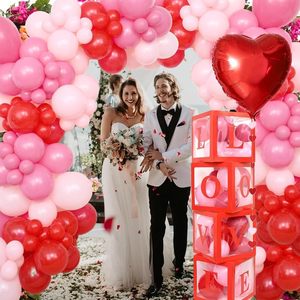 Guirlande d'<span class=keywords><strong>arche</strong></span> de ballons rouge rose <span class=keywords><strong>pour</strong></span> la Saint-Valentin avec des ballons en forme de cœur, 4 pièces, boîte LOVE, décoration de fête de mariage - Product Image 4