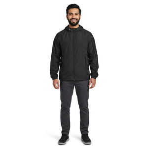 Chaqueta cortavientos impermeable y resistente al viento ligera para exteriores personalizada para hombre, cazadora deportiva informal con capucha al por mayor - Product Image 1