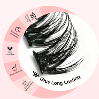 Nouveaux cils autocollants personnalisés, application facile en une seule étape, cils en grappe à appliquer sans colle pour le maquillage