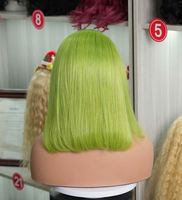 Pelucas Neon Bob 13x4 HD con Encaje Frontal Transparente para Cabello Virgen Brasileño, Sin Pegamento, para Mujer, Lisas y Sedosas, Verde Neón, Verde Limón