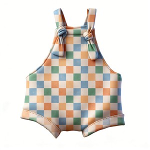 Salopette Corta a Quadri per Neonata in Bambù Morbido, Pantaloni con Bretelle Traspiranti per Bambina, <span class=keywords><strong>Tuta</strong></span> Casual da Esterno per Bambine - Product Image 3