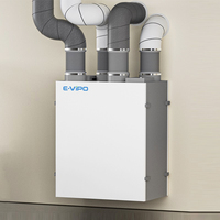 Système de ventilation à récupération de chaleur murale E-VIPO VMC à double flux avec contrôle à distance par application, unité de récupération verticale, récupérateur d'air