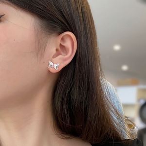 Dylam 925 Sterling Silver Rhodium Plated Women Fine Jewelry Bow Tie 5A CZ Cubic Zirconia Tiny Cute Stud <b>Earrings</b> - Product Image 5