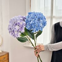Hydrangea artificielle réaliste et durable à tête géante, fleurs artificielles pour la maison et les mariages, décoration florale, hydrangea à tige unique, fausses fleurs en soie