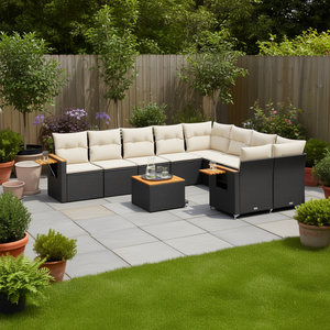 Ensemble de canapés de jardin en rotin noir avec pieds réglables, mobilier d'extérieur de style contemporain, ensemble de jardin 6 places - Product Image 2