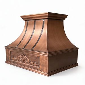 غطاء موقد نحاسي مصنوع يدويًا على شكل جرس مع زخارف منحوتة، غطاء مطبخ تقليدي بطراز المزرعة - Product Image 3