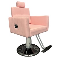 Fauteuil de Barbier Hydraulique Rose Inclinable en Gros, Mobilier de Salon Réglable, Chaise de Coiffure pour Salon de Barbier