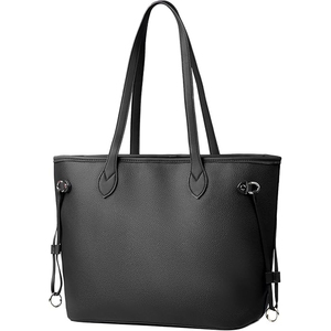 女式 PU 手提包，拉链开合，皮革内衬，宽敞，纯色图案，带徽标，适合大城市的单肩包，适合学校、工作、购物 - Product Image 1