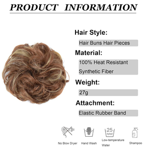 Piezas de pelo de <span class=keywords><strong>moño</strong></span> desordenado-<span class=keywords><strong>moño</strong></span> de Pelo elástico rizado ondulado grande Scrunchies extensiones de cola de caballo <span class=keywords><strong>moño</strong></span> sintético postizos para mujeres - Product Image 2