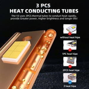 High Quality 3 Heat Pipe 80w 6000k H1 H4 H7 H11 9005 4775 Chips Auto Led Headlight Bulbs - Product Image 3