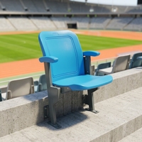 Chaise pliante rembourrée pour gradins, en HDPE, pour extérieur et intérieur, avec accoudoirs, modèle CS-V1-RGL