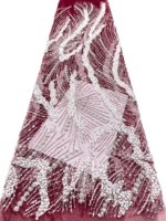 Tissus en dentelle brodée uniques avec motif floral à paillettes pour robes de soirée et vêtements de fête