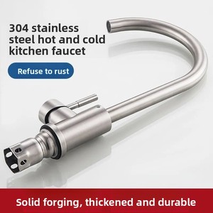 Grifo de Cocina Monomando de Cerámica <span class=keywords><strong>con</strong></span> <span class=keywords><strong>Agua</strong></span> Fría/Caliente, Diseño Moderno de <span class=keywords><strong>Acero</strong></span> <span class=keywords><strong>Inoxidable</strong></span> 304 para Uso Doméstico - Product Image 2