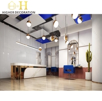 Aménagement intérieur de salon de beauté, décoration complète personnalisée de la pièce, station de manucure, aménagement de vitrine, rénovation de salon de coiffure