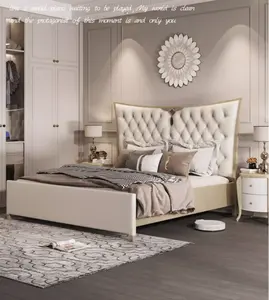 Amerikan ışık lüks çift fransız krem tarzı ana yatak odası modern basit kelebek yatak