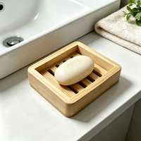 Support à Savon en Bambou Personnalisé OEM avec Drainage, Plateau à Savon en Bois à Lattes avec Trous de Drainage pour Douche et Évier, Économiseur de Savon