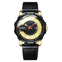 Jam Tangan Pria Binbond P1233 1233 Quartz Kulit Klasik Bisnis Kasual Tahan Air dengan Tanggal dan Jarum Bercahaya