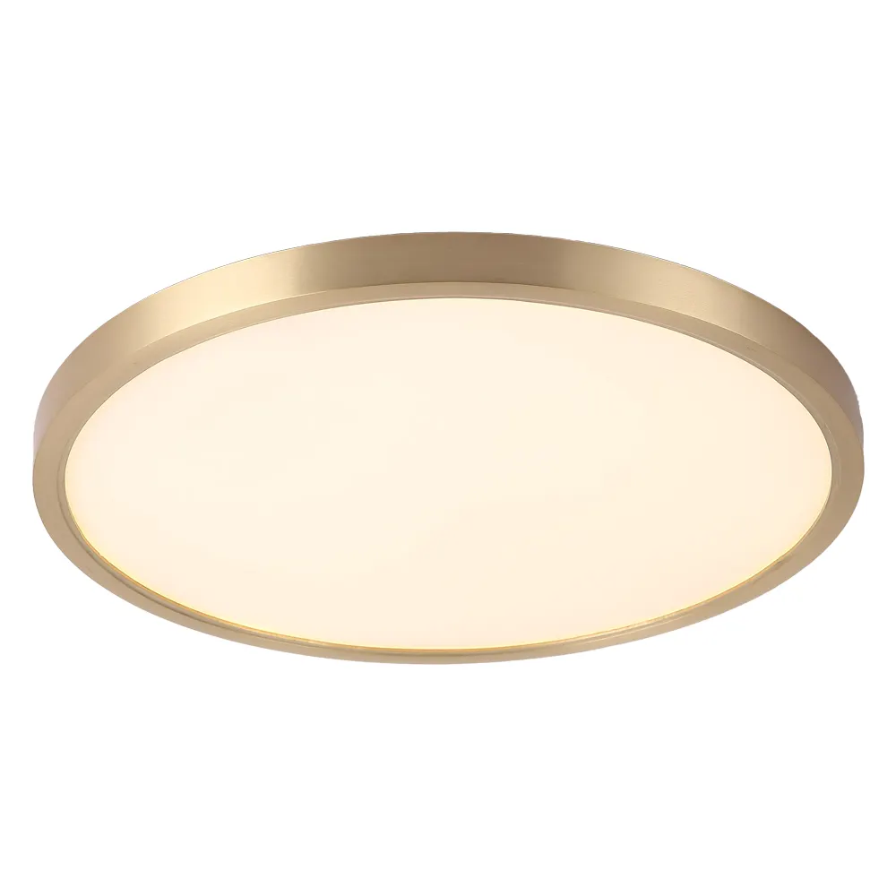 Zhongshan Factory Modern Gold Body White Acrylic Shade Ceiling Lamp Living Room Round 24W 36W 54W LED Metal Ceiling Light