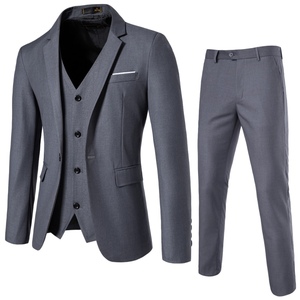 Venta al por mayor de alta calidad de los hombres de tres piezas traje de <span class=keywords><strong>boda</strong></span> de moda de los hombres Delgado Color sólido de la oficina de negocios traje de talla grande - Product Image 3