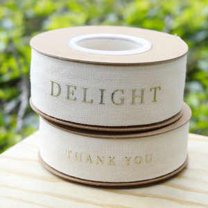 <strong>Customized</strong> 100% Cotton <strong>Ribbon</strong> Double Face Gold Foiled Logo Custom Printed Natural Cotton Brand <strong>Ribbon</strong> for Gift Wrapping - Product Image 2