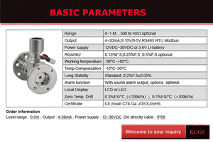 Sensor de Nivel de Agua Hidrostático OEM HPT612 4-20mA, 0-5V RS485, Medidor de Nivel de Tanque - Product Image 3