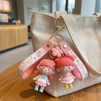 Nouveau porte-clés solaire en caoutchouc en forme de poupée mignonne pour garçons et filles, personnage de dessin animé, pendentif pour sac de voiture