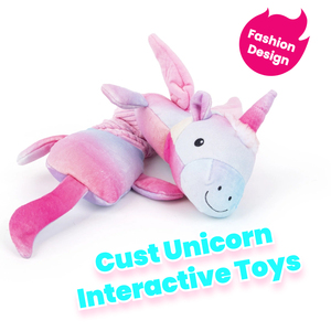 Juguete de Peluche de Unicornio Rosa de Lujo, Juguete de Peluche Elástico y Chillón para Perros, Muñeco para Jugar a Tirar de la Cuerda, Estilo de Dibujos Animados - Product Image 2