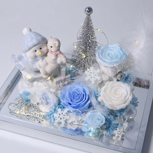 Nuevo Adorno de Flor Eterna 2026: Muñeco de Nieve Abrazando una Rosa, Caja de Regalo de Flor Eterna de Alta Gama para Navidad - Product Image 1