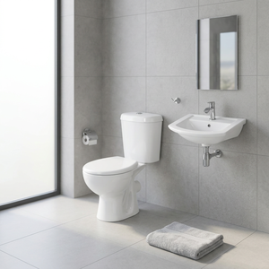 Ensemble WC suspendu deux pièces avec siphon en S et en P, double chasse, et lavabo mural – Vente en gros directe usine indienne - Product Image 5