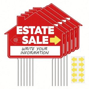 Letreros Inmobiliarios de Doble Cara para Venta de Propiedades, Plástico Corrugado Rojo y Blanco con Impresión Digital - Product Image 1