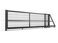 Panel Pagar Luar Ruangan dengan Gerbang Panel 3D, Gerbang Geser, Gerbang Kantilever Melengkung dari Kawat Las, Gerbang Cantilever Gantung, Galvanis dan Dilapisi Bubuk